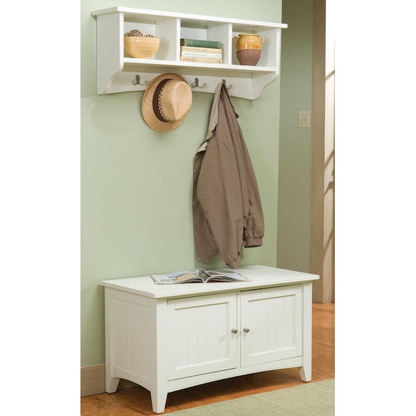 Alaterre Furniture Shaker Cottage Storage Coat Hook with Cabinet Bench Set, Ivory ASCA0405IV - main